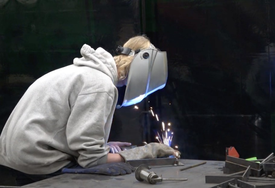 Student welding