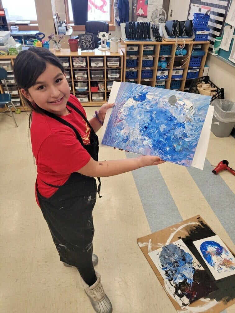 Student with painting
