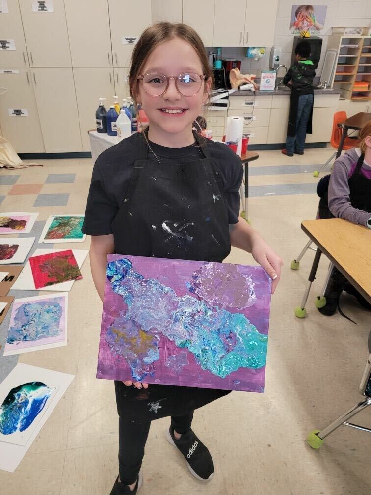 Student with painting