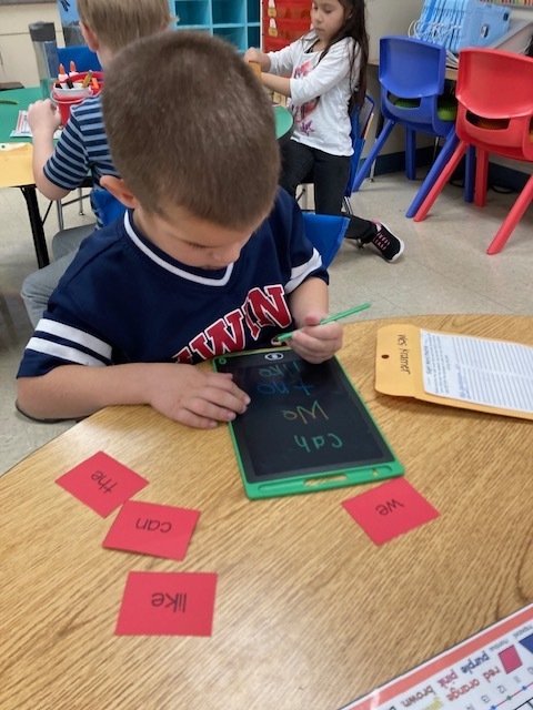 student learning words
