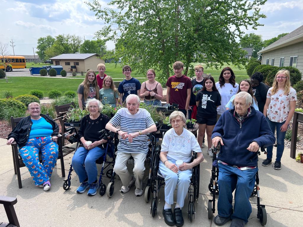 Students visiting residents at the lodge