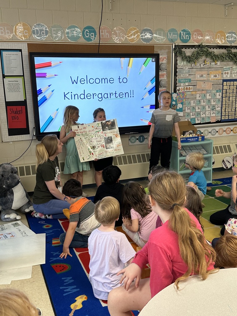 Kindergarten students presenting