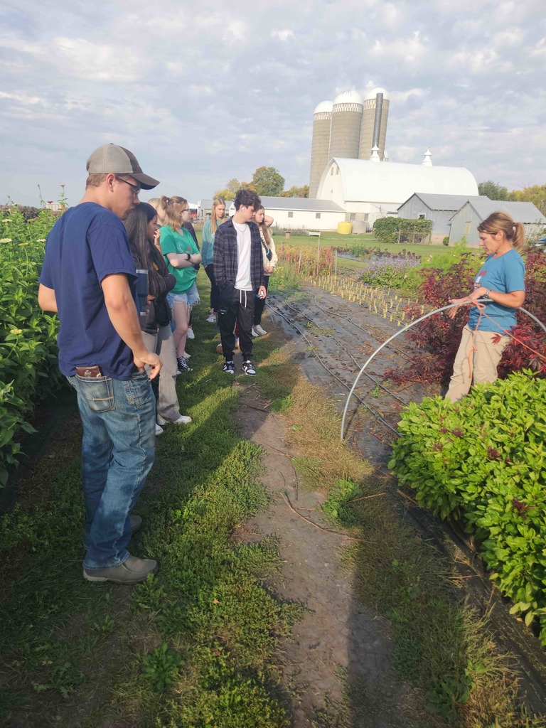 class presentation at a flower farm